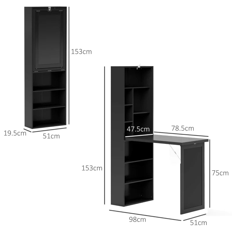Black Three-Part Work Desk with Storage & Chalkboard - Stylish Home Office Furniture for Productivity