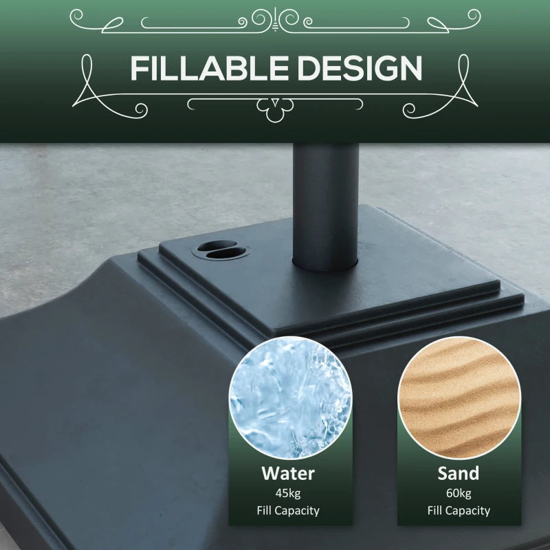 Black 60kg Fillable Parasol Base with Wheels