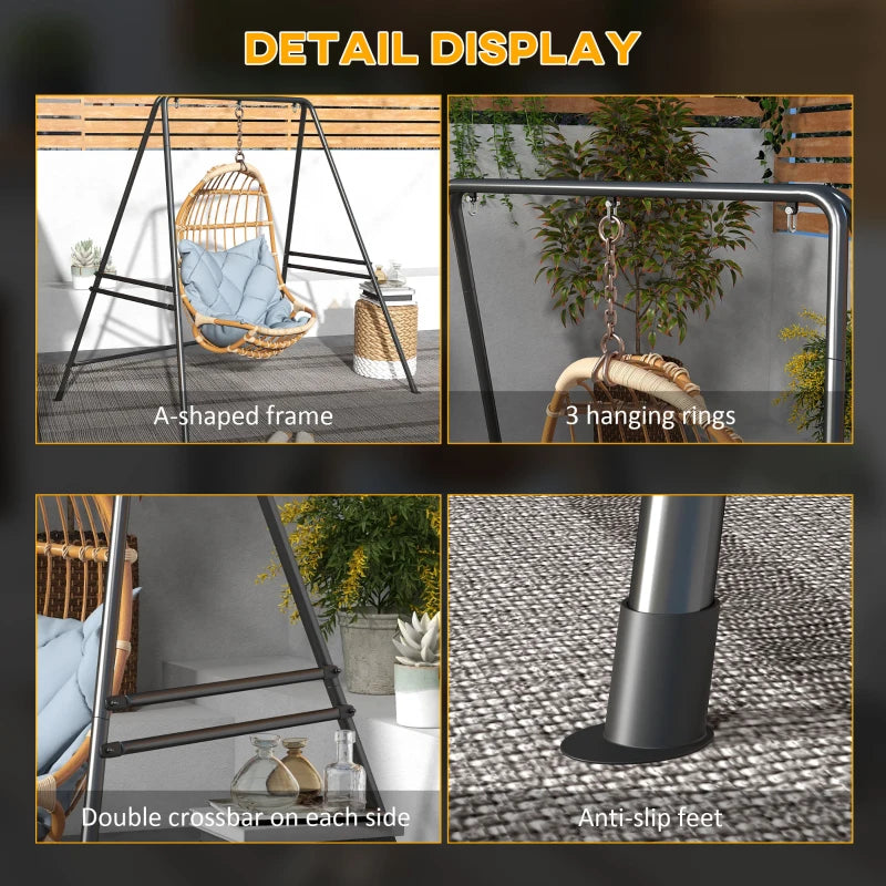 Black Metal Hammock Chair Stand for Hanging Swing Chairs