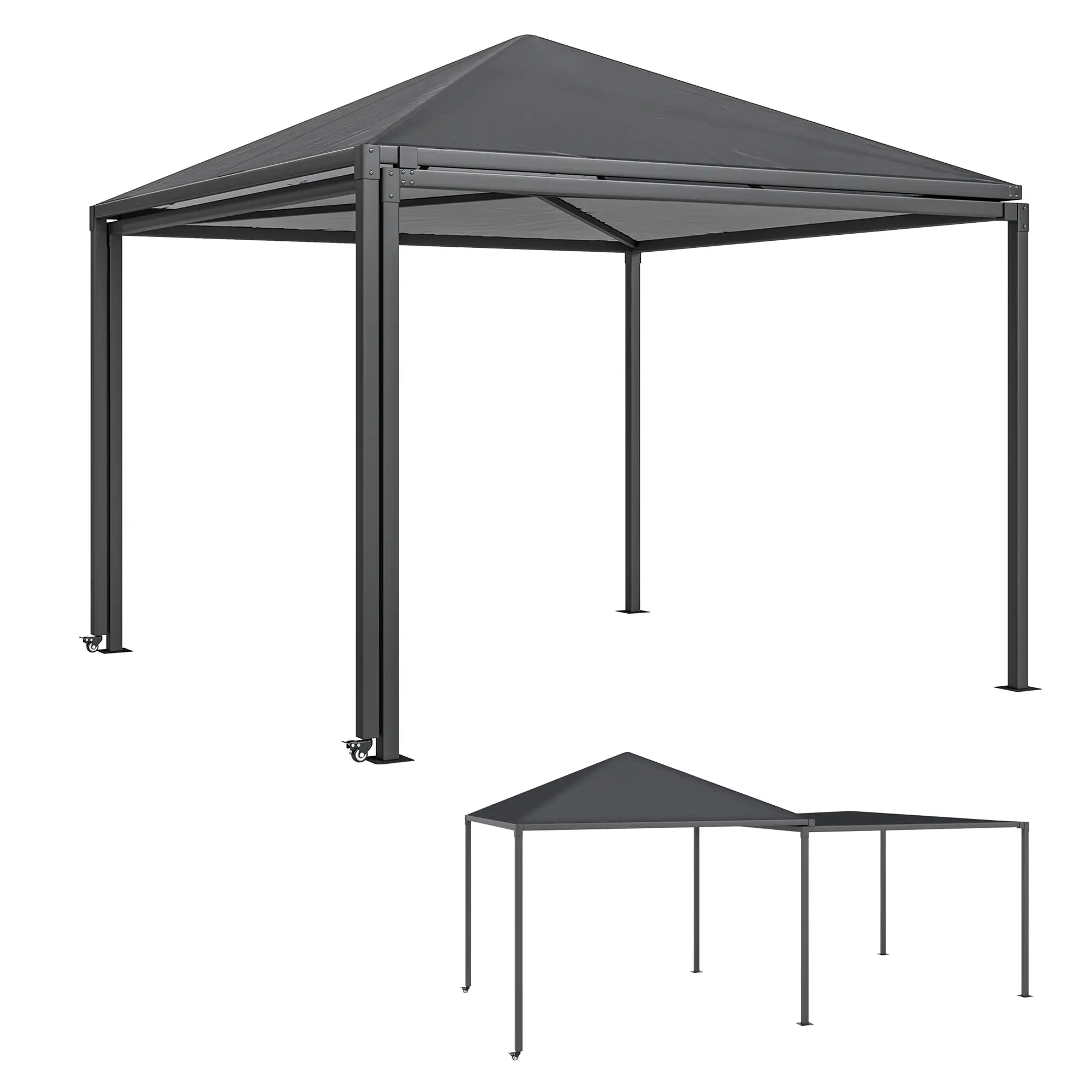 Extendable Metal Hard Top Gazebo with Wheels, UPF30+