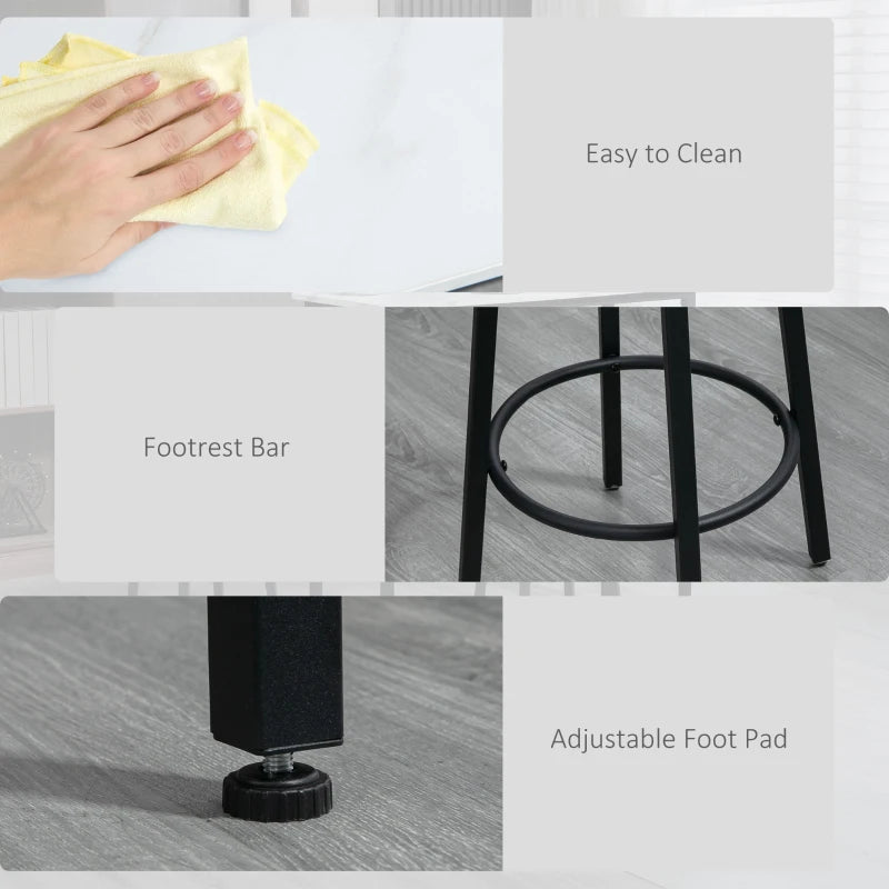 Elegant Three-Piece Marble-Effect Bar Table Set - Stylish White and Black Design for Modern Home Decor