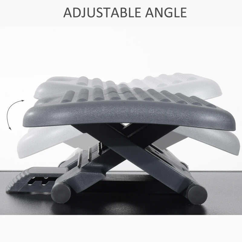 Adjustable Height & Angle Footrest - Charcoal Grey Tilting Platform for Home Office Comfort