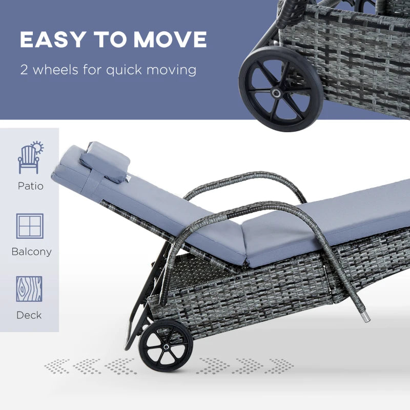 Grey Rattan Sun Lounger Set with Recliners and Coffee Table