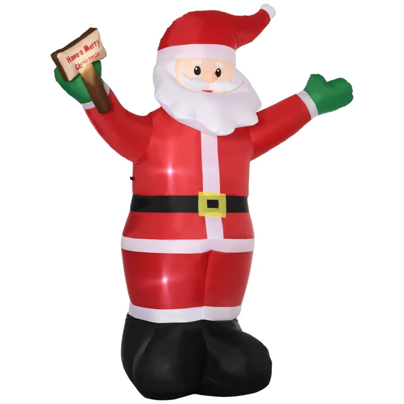 8ft Inflatable Christmas Santa Claus with LED Light Sign - Blow-Up Outdoor Yard Display for Lawn & Garden Holiday Decor