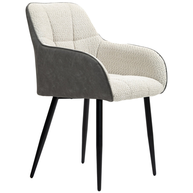 Upholstered Accent Chair with Foot Pads, Chenille Fabric Front and PU Back, Ideal for Living Room or Bedroom, Cream White