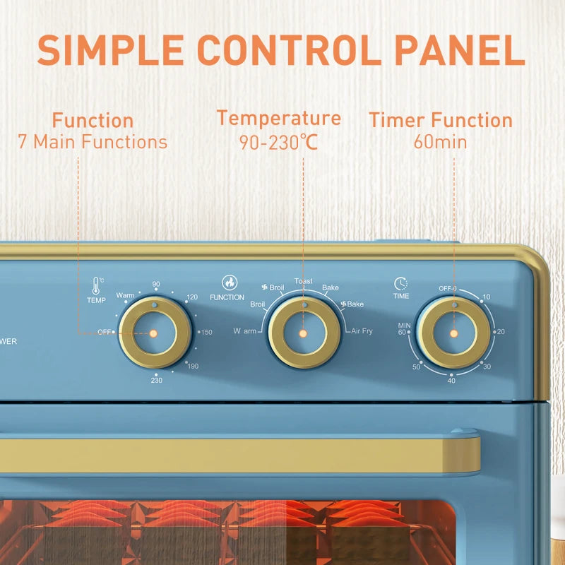 20L 90-230 Mini Electric Oven - Compact Blue Kitchen Appliance for Baking, Toasting & Cooking - Energy Efficient & Stylish