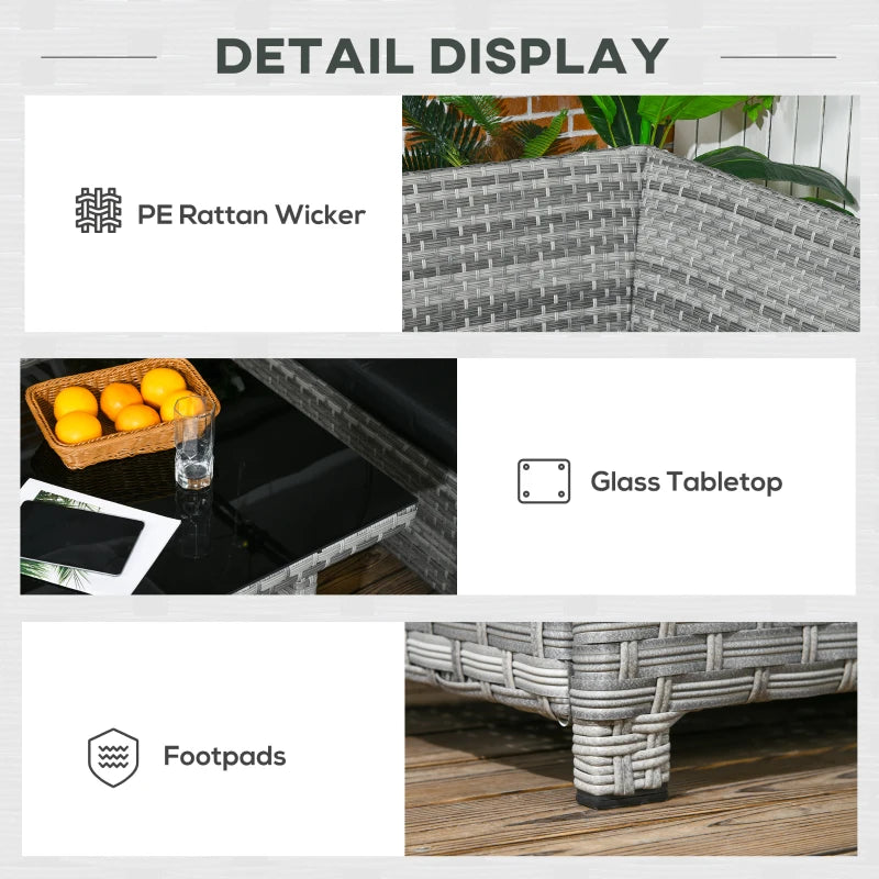 5-Piece Mixed Grey Rattan Corner Sofa With Footstools