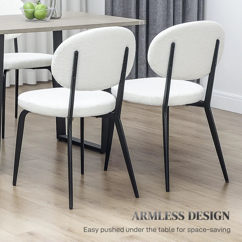 Set of 4 Modern White Boucle Dining Chairs - Stylish, Comfortable, and Durable for Dining Room or Kitchen