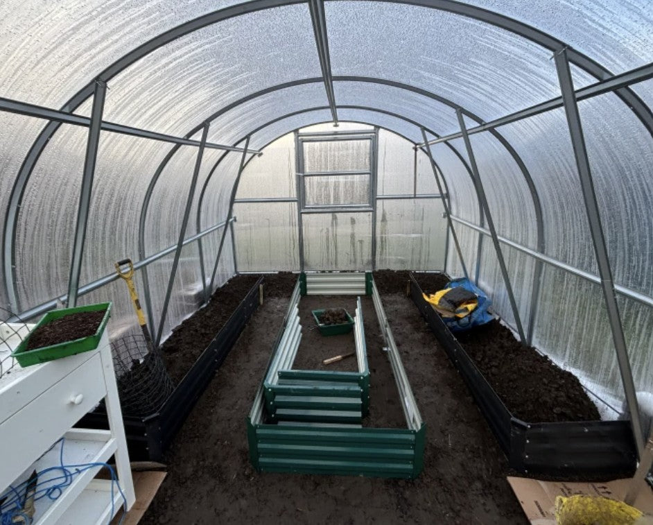 Green Metal Raised Garden Bed Planter Box for Growing Flowers & Herbs - 241 x 90.5 x30cm