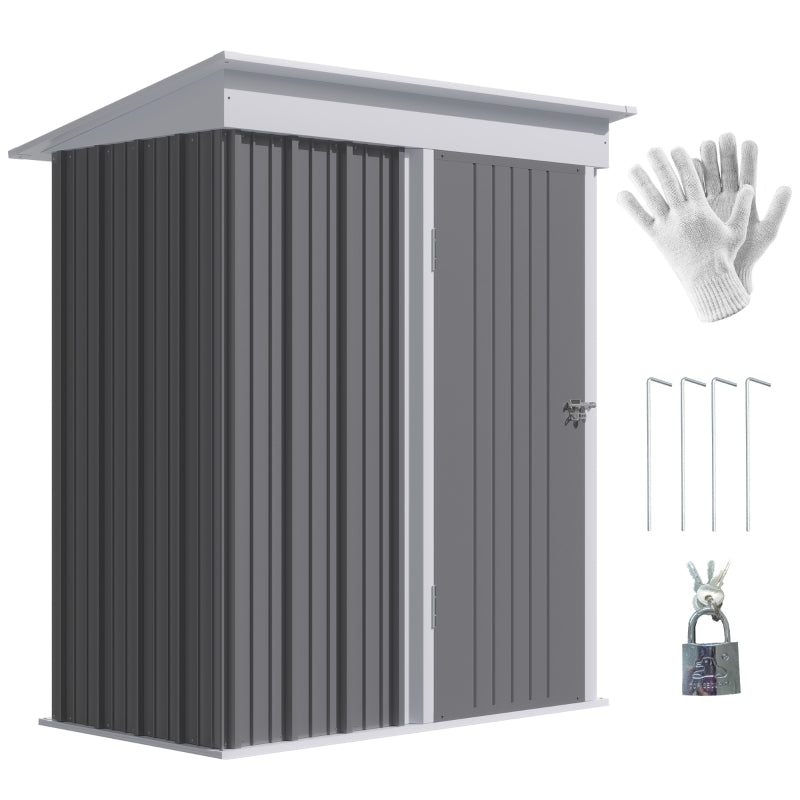 Grey 5' x 3' x 6' Metal Shed