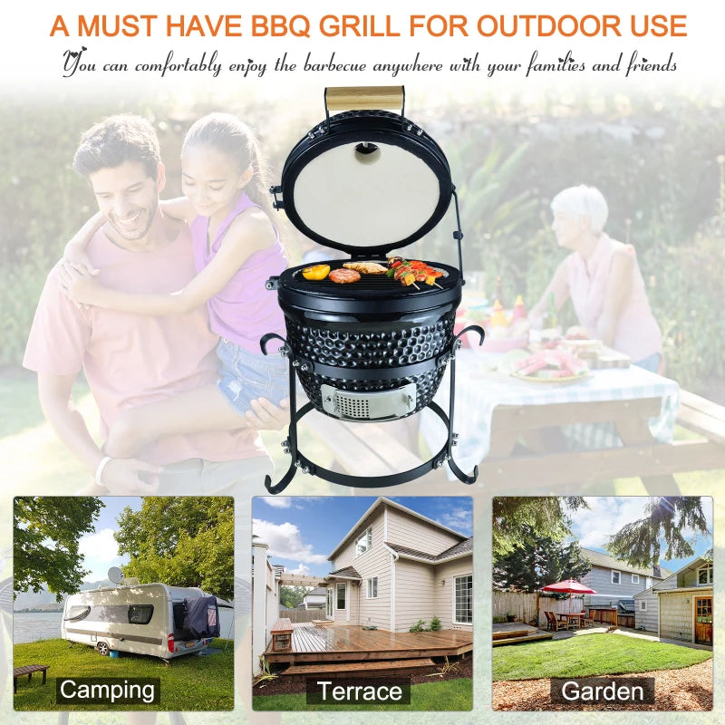 Black Cast Iron Ceramic Charcoal BBQ Oven