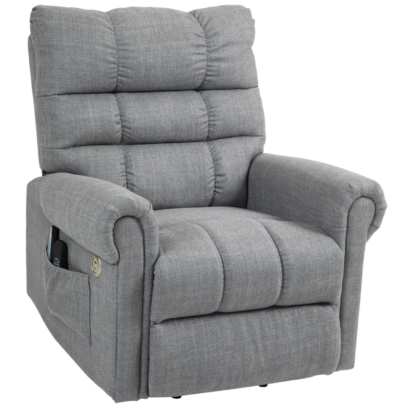 Electric Massage Rise and Recline Armchair in Grey for Ultimate Comfort and Relaxation