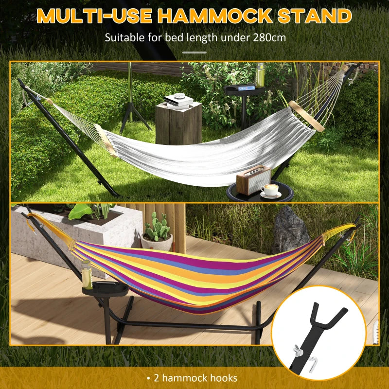 Steel Frame Hammock Stand with Side Tray, Black