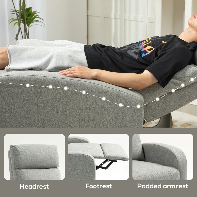 Grey 135° Push Back Recliner Armchair with Footrest for Ultimate Comfort and Relaxation