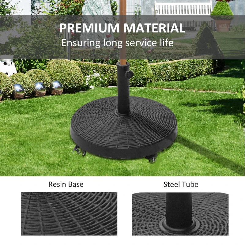 Black Resin Patio Umbrella Base with Wheels