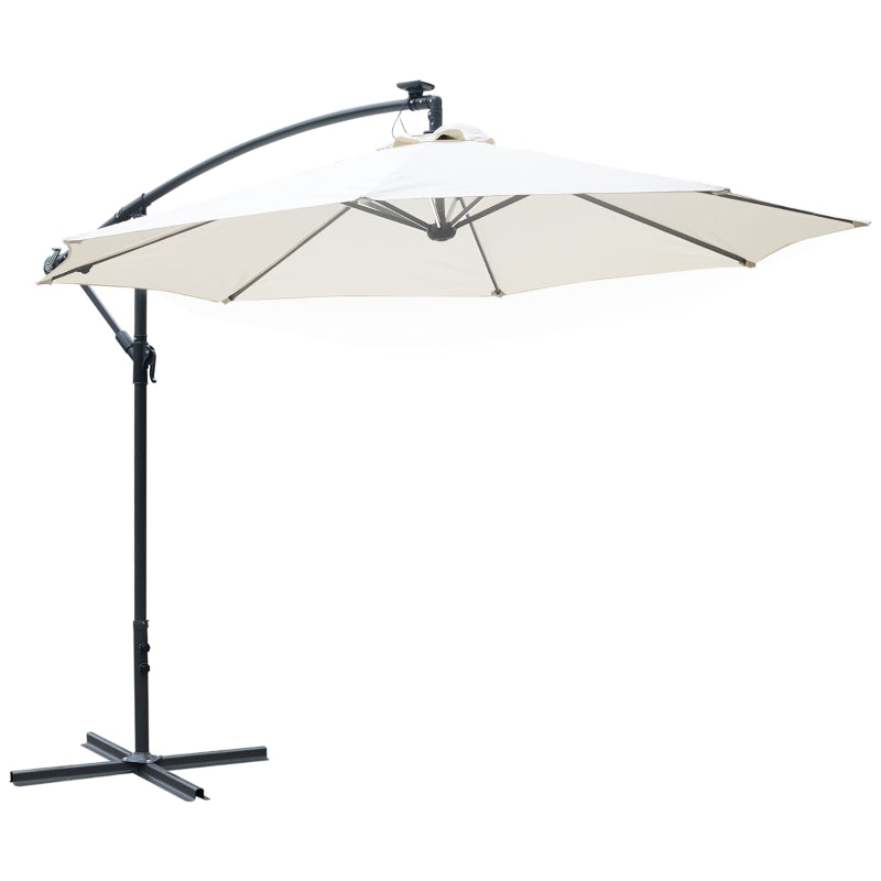 Cream Solar LED Patio Umbrella - 2.95m x 2.45m