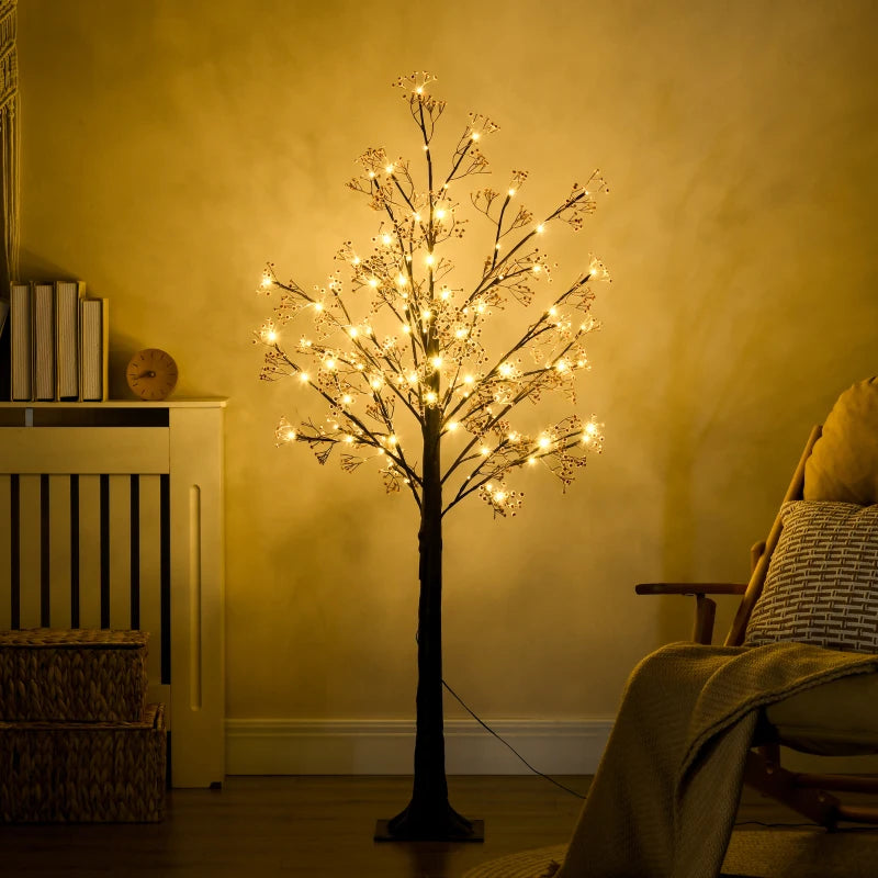 5ft Artificial Gypsophila Blossom Tree with 96 Warm White LED Lights - Perfect for Weddings, Parties, Indoor & Outdoor Decor