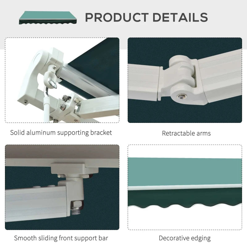 3m x 2.5m Manual Retractable Awning - Dark Green