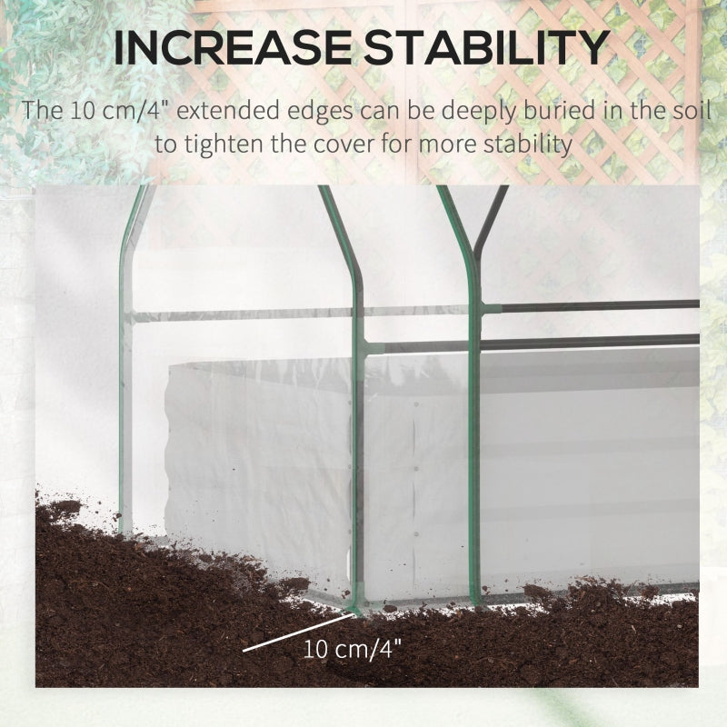 Green Steel Raised Garden Bed with Clear Cover, 127L x 95W x 92H cm