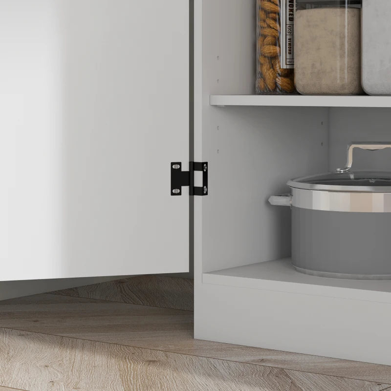 Freestanding 4-Door Tall Kitchen Storage Cabinet with Adjustable Shelves for Home Organization