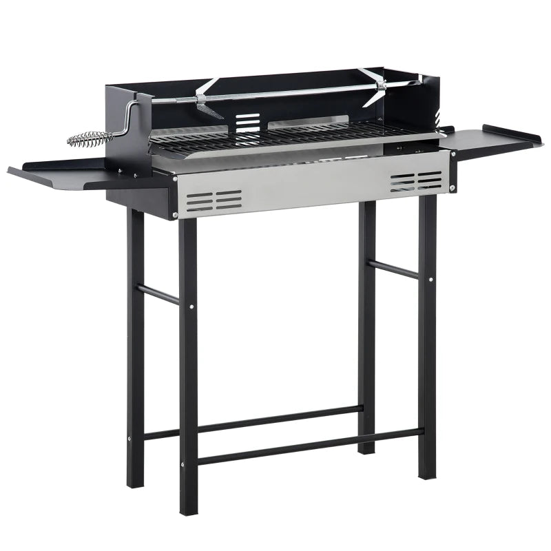 Stainless Steel Charcoal BBQ Rotisserie Grill with 3-Level Grate