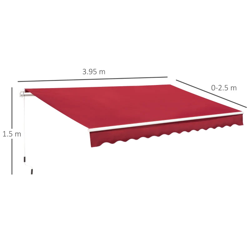 4m x2.5m Manual Awning With Handle - Red