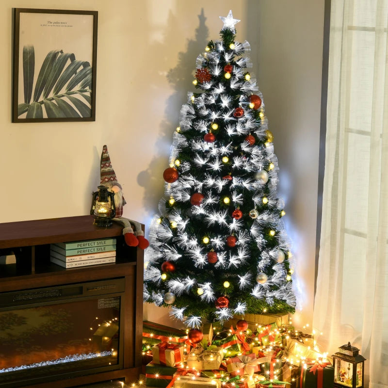 6ft Pre-Lit White Artificial Christmas Tree with 230 LEDs & Star Topper - Full Bodied Seasonal Decoration for Home