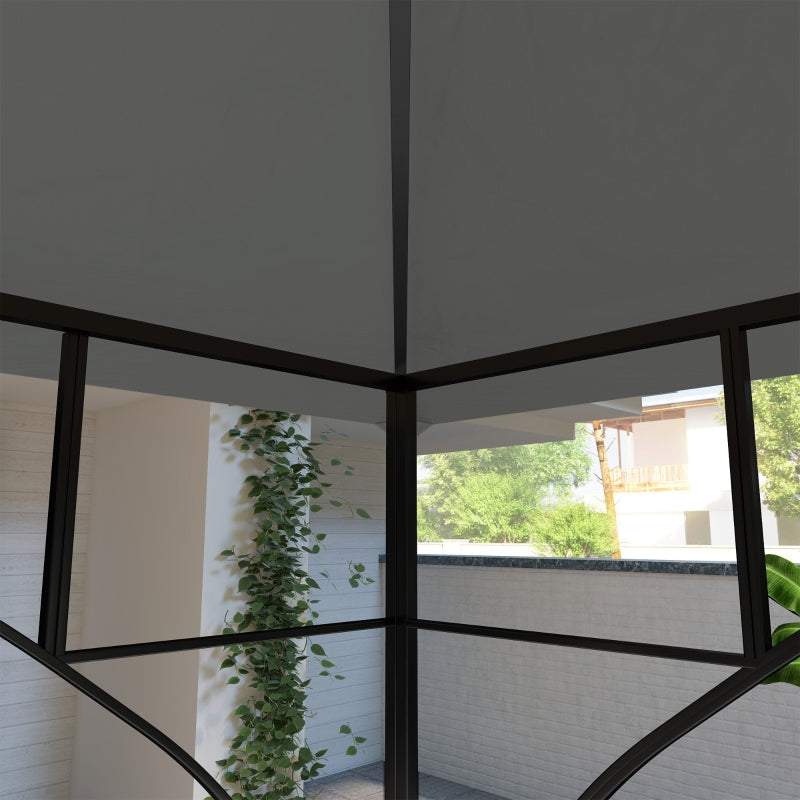 3m x 3m Grey Replacement Gazebo Canopy - Double Tier Roof Top for Garden, Patio, Outdoor Use (Top Only)