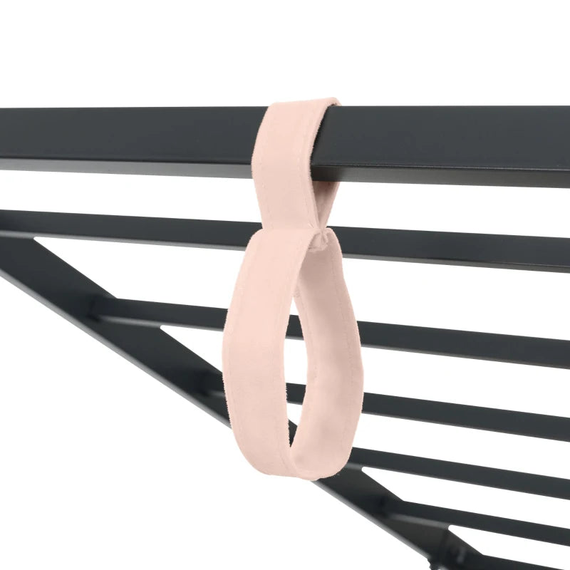 3FT Pink Upholstered Daybed with Hydraulic Storage & Metal Slatted Frame, Velvet Finish, Single Ottoman Bed, 200L x 97W x 76H cm