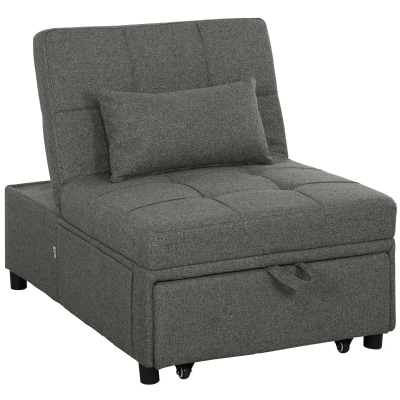 Versatile Dark Grey Four-in-One Sleeper Chair for Compact Living Spaces