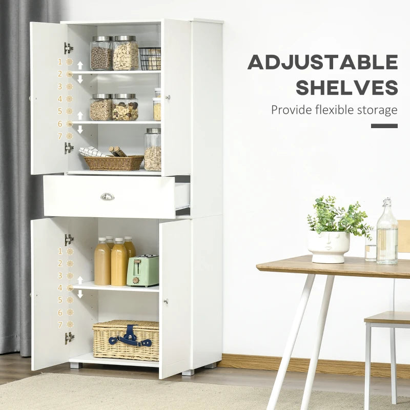 Freestanding Tall Kitchen Storage Cabinet with Drawer and Adjustable Shelves for Dining Room