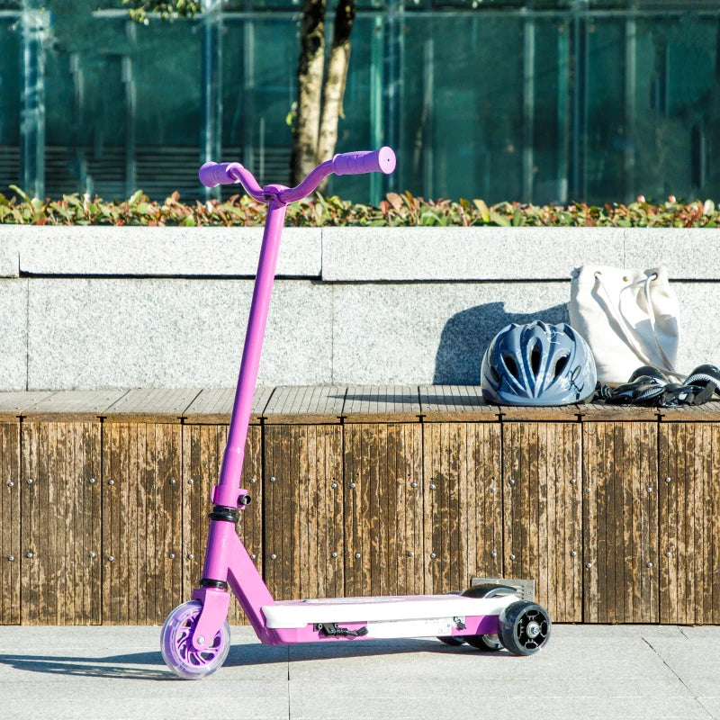 Electric Scooter for Kids 4-7 Years with LED Lights and Rear Wheels Purple