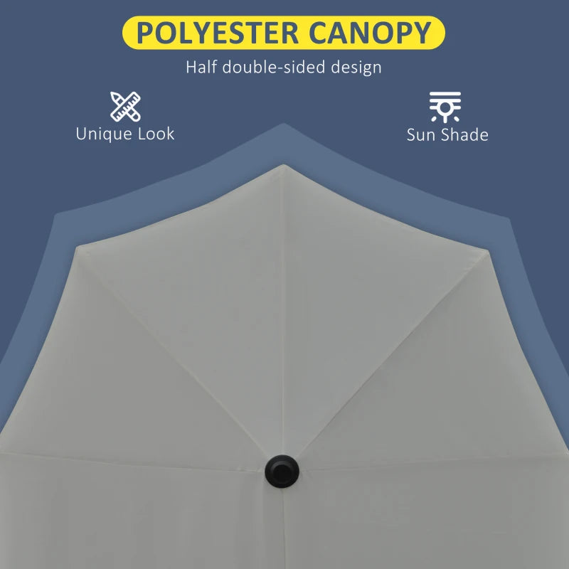 2m Dark Grey Half Parasol with Crank Handle and Base