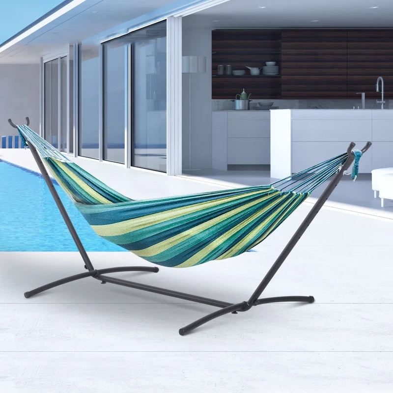 Metal Garden Hammock Stand - Universal Outdoor Patio Frame (2.86m, Black)