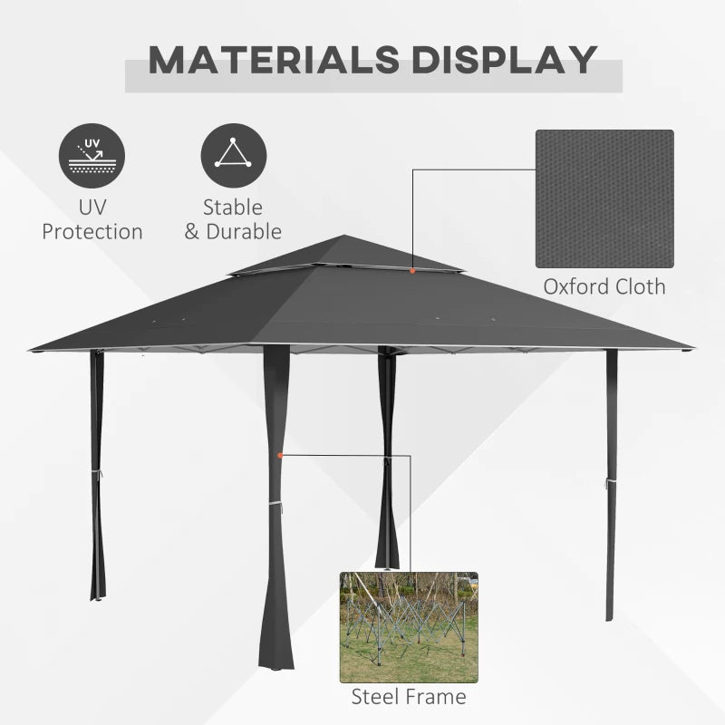 Dark Grey 4x4m Double Roof Pop-up Gazebo Canopy Tent with UV Protection