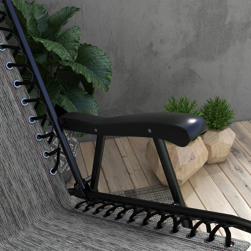 Grey Folding Rocking Chair with Headrest for Outdoor Use