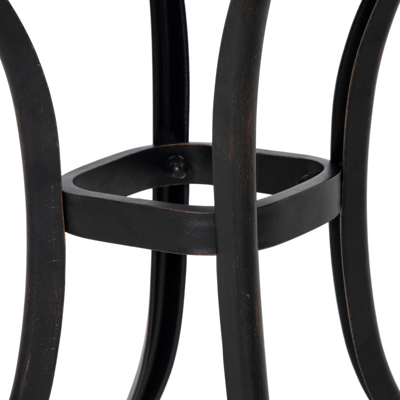 Square Bronze Outdoor Bistro Table with Umbrella Hole - Garden Side Table for Balcony (Size: 60cm)