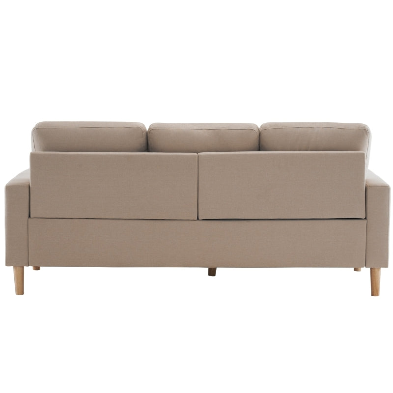 6.5ft 3-Seater Sofa Bed with Removable Footrest, Solid Wood Frame, Beige, 190x76x84 cm