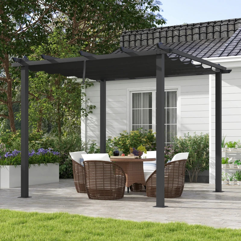 3m x 3m Dark Grey Aluminium Pergola