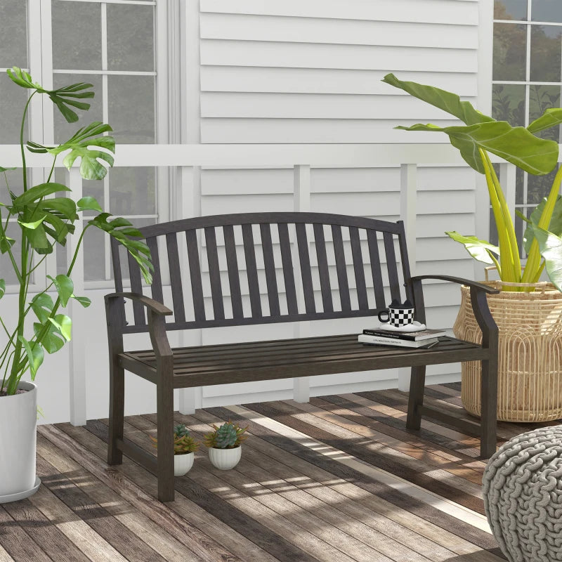 Brown Metal Two-Seater Garden Bench