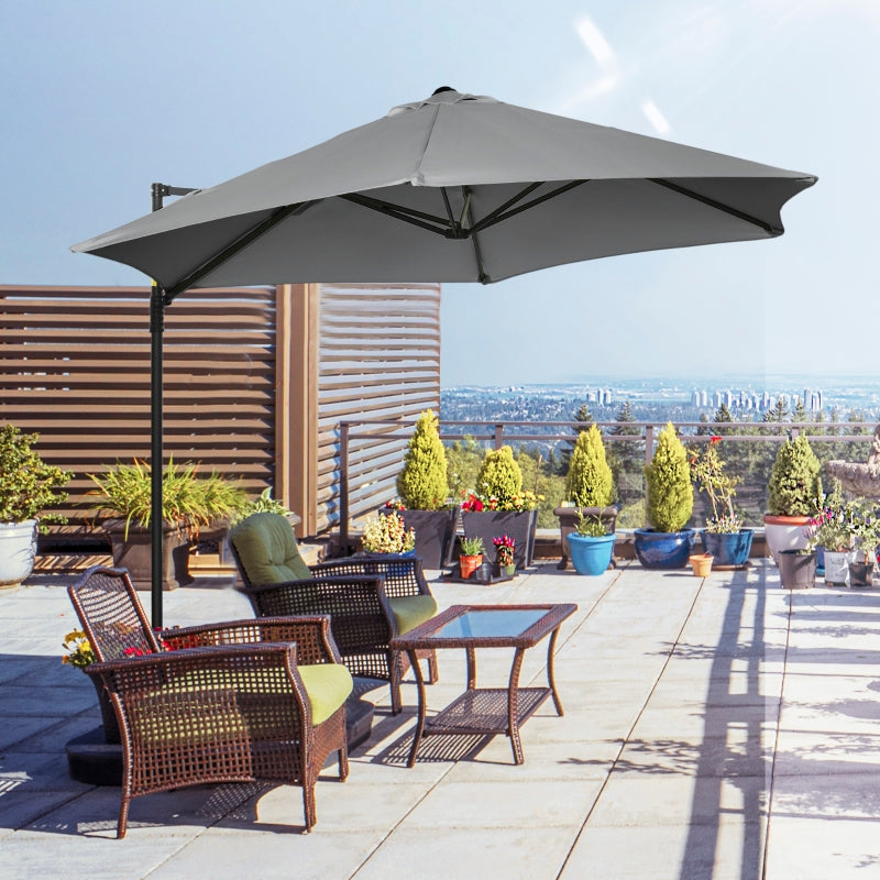 Dark Grey 2.5M Rotating Cantilever Patio Umbrella with Cross Base