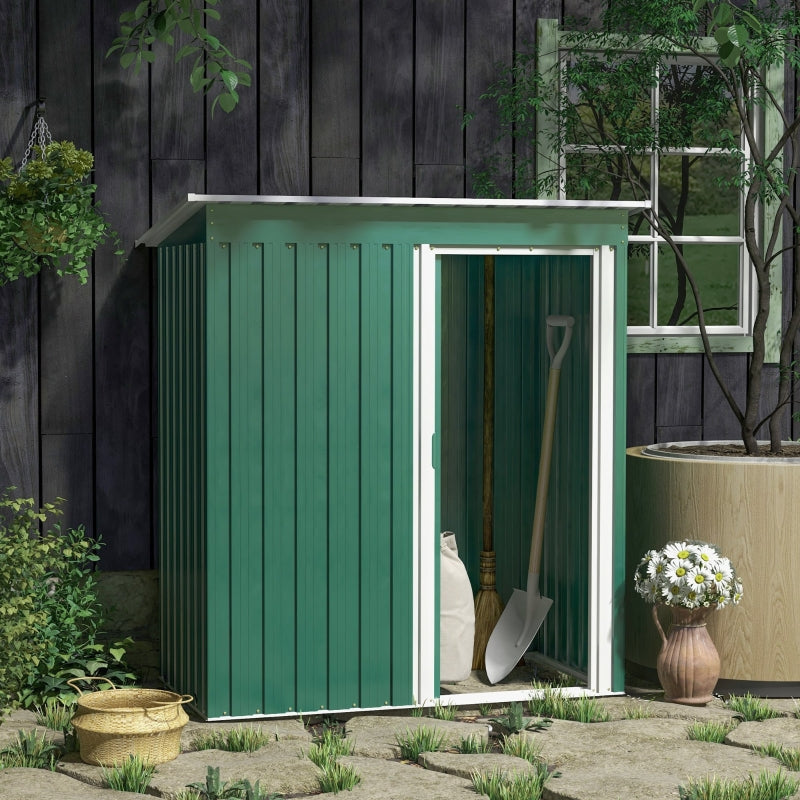 Small Green Metal Storage Shed