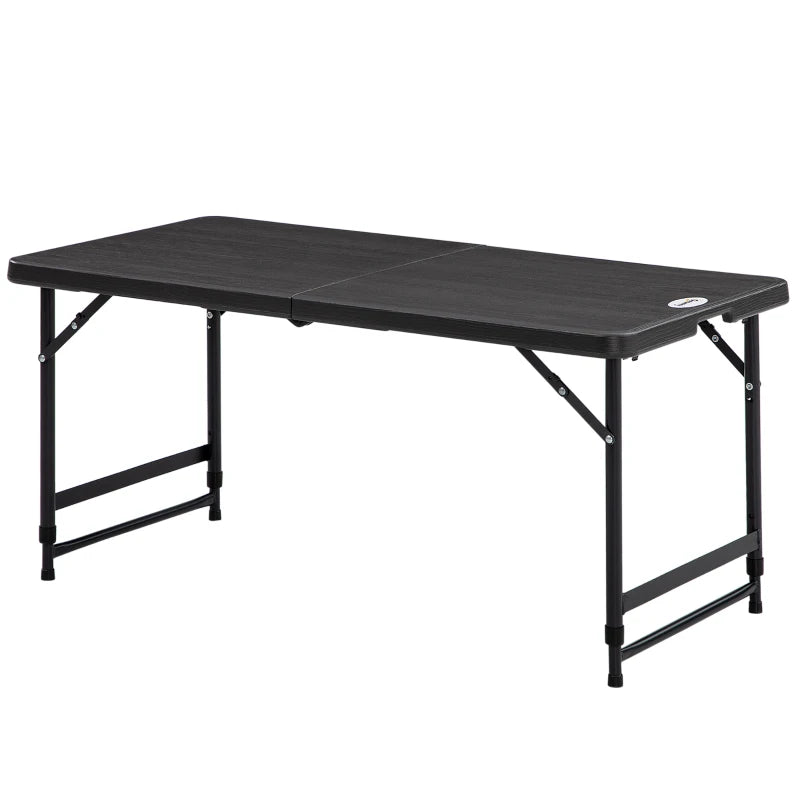 Foldable Outdoor Dining Table for 4, Adjustable Height, Dark Grey
