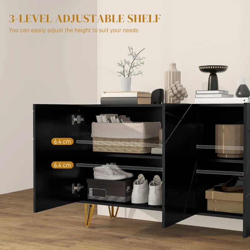 Modern Luxe High Gloss Black Sideboard with Hairpin Legs for Stylish Storage