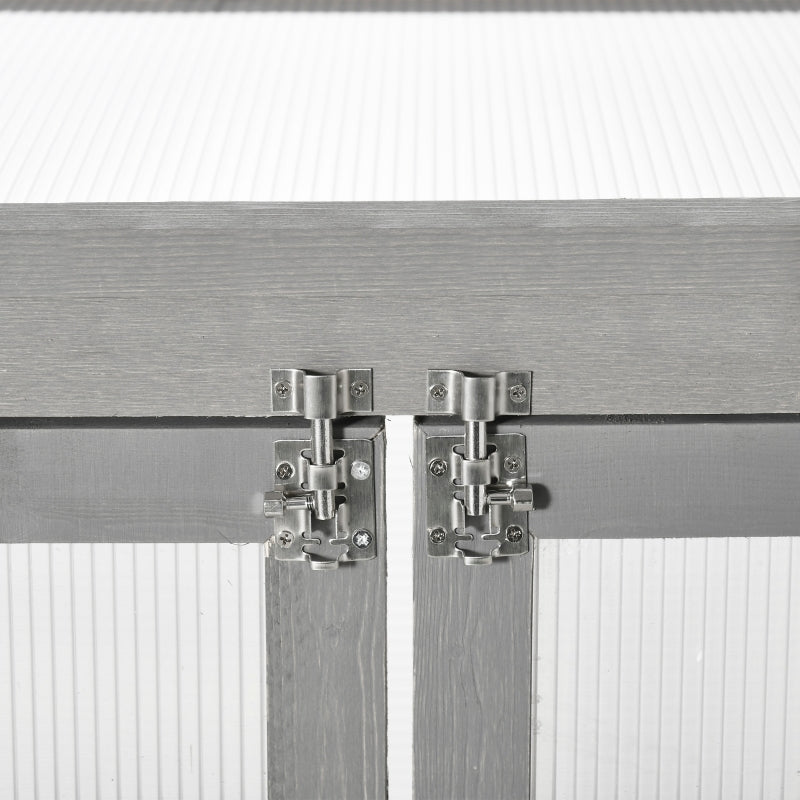 3-Tier Dark Grey Wood Greenhouse with Storage Shelf for Plants