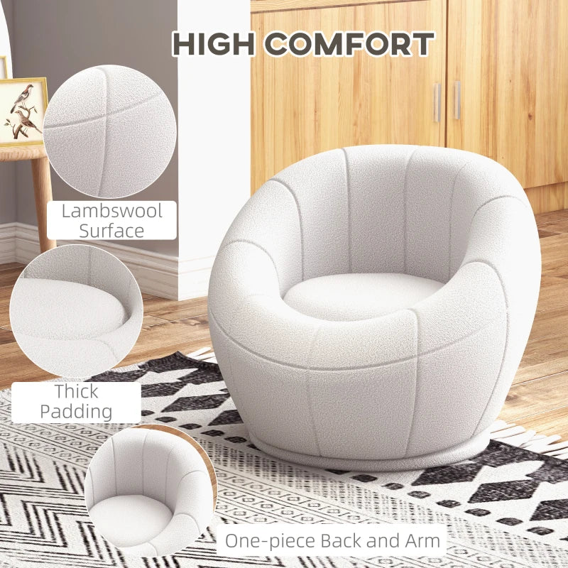 Stylish Swivel Upholstered Accent Chair for Living Room, Bedroom or Home Office in White