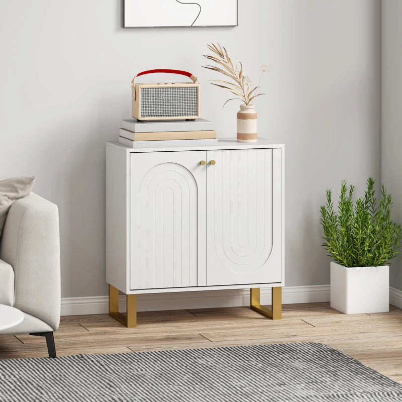 Modern 2-Door White Sideboard Storage Cabinet - Stylish Home Furniture for Living Room, Dining Room, or Entryway