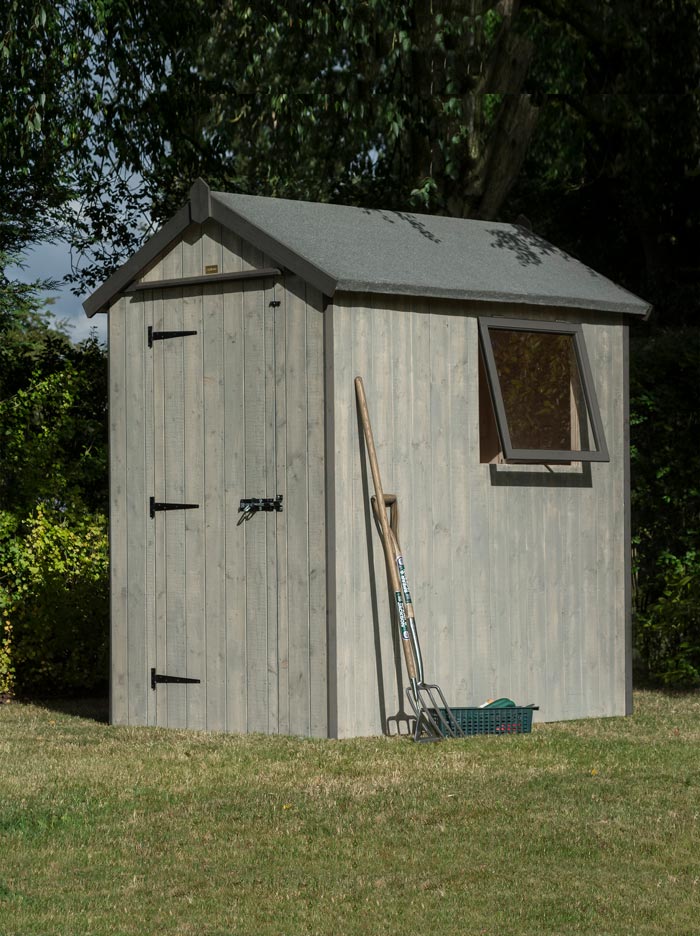 6x4 Grey Shed with Dark Grey Trim