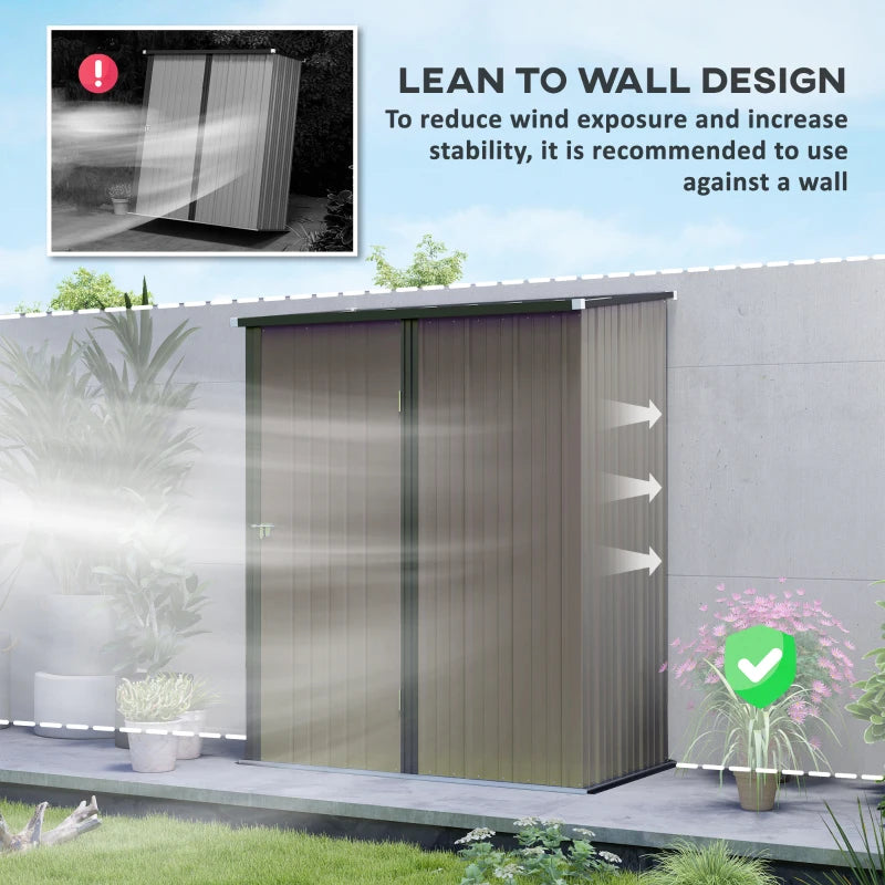 Light Grey 5.3 x 3.1ft Steel Garden Shed