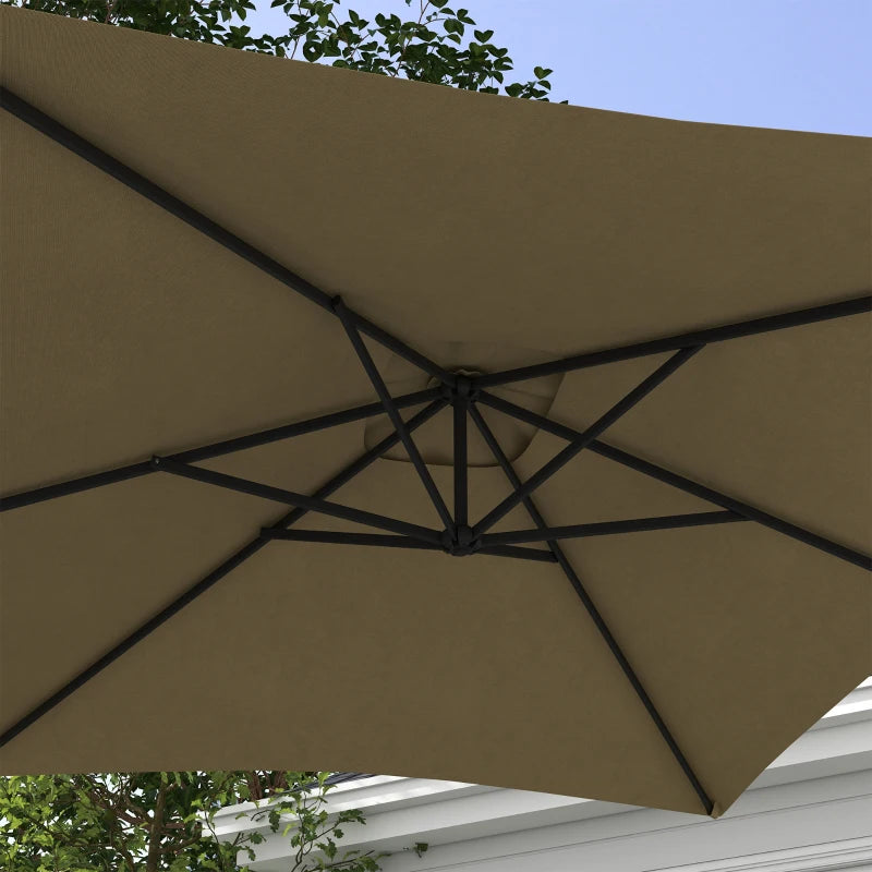 Brown 3m Square Cantilever Parasol with Cross Base